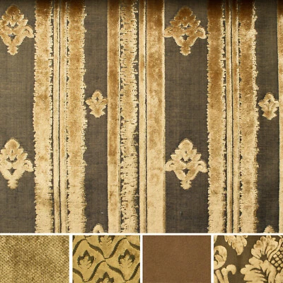 Tessuto Tappezzeria Velluti Ciniglia Arredo Interno Casa  Divano Poltrona Oro - Immagine 1 di 4