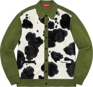 Supreme Cow Print Cardigan "Moss" (F/W 2021) - Size XL (Brand New) - Picture 1 of 6