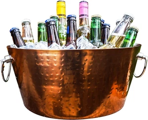 Insulated Rose Gold Double Walled Ice Bucket for Parties, Anchored Wine Bucket/L - Picture 1 of 12