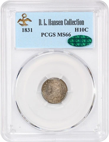 1831 H10c PCGS/CAC MS66 ex: D.L. Hansen Cover