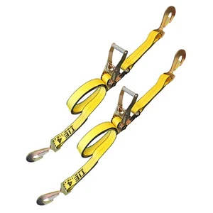 USA 2 Pack 2" x 10' Ratchet Strap w/Snap Hook Car Hauler Flatbed Trailer Wrecker - Picture 1 of 7