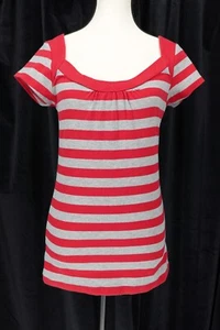 One Step Up Damen Anfang der 2000er rot grau gestreift Baumwollmischung Top Größe Large - Bild 1 von 13