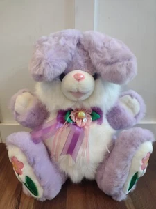 Tb Trading Co Hoppy Hopster Easter Bunny Rabbit Plush Purple Pink Flower READ - Picture 1 of 11