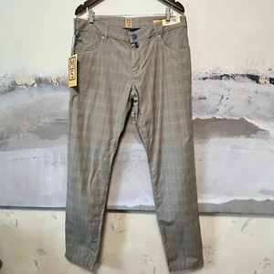 Meyer M|5 Pants NWT Mens 36x34 Check Chino Pants Slim Fit 9-6126 Trousers Taupe - Picture 1 of 17