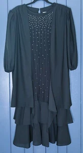 Vintage schwarz Glitzer Plissee Kleid 22W dunkle Fee Hexe Vampir Goth Kern - Bild 1 von 7