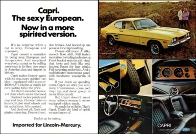 1972 Mercury Capri Coupe Sports Car Vintage Print Ad Field Nature 70s Wall Art - Image 1 of 3