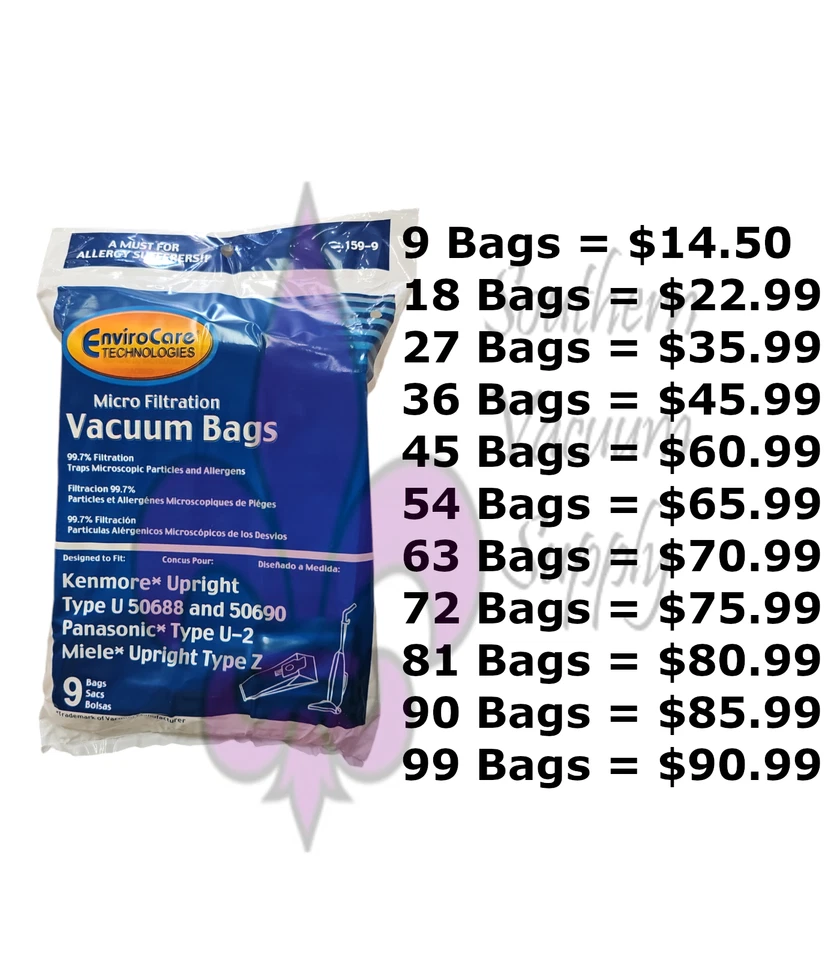 Kenmore U Upright Vacuum Bags 50688, 50690, Microlined---Choose Number You Want - Image 1 of 1