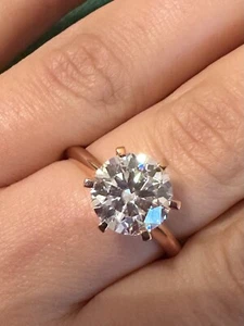 3.00 CT Round Cut Moissanite Engagement Ring Solid 14K Rose Gold size 7.5 - Picture 1 of 6