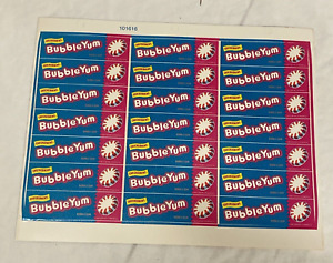 1990 BUBBLE YUM CHECKERMINT Gum Store Display Decal Sticker Sheet Nabisco UNUSED