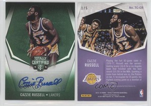 2015-16 Panini Totally Certified Signatures Mirror Green /5 Cazzie Russell Auto