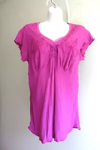 Lingerie Cut Shirt Womens L Pink Rayon Crepe Embroidered Bias Cut Retro 1930s - Picture 1 of 7