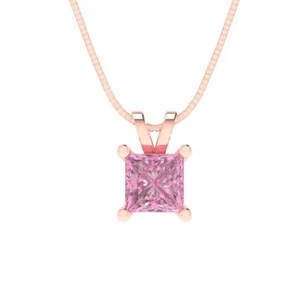 Collar colgante de cadena de 18" de diseñador VVS1 de oro macizo rosa rosa princesa de 0,5 quilates - Imagen 1 de 11