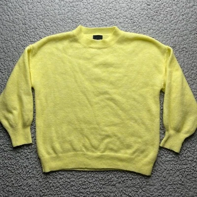 Suéter Lumiere Para Mujer Pequeño Amarillo De Gran Tamaño Ligero Cuello Redondo Lana Como Foto 1 de 4