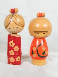 2 Kazuo Takamizawa Japanese Traditional Sosaku Kokeshi Dolls - Picture 1 of 7