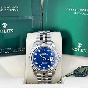 Rolex Datejust 41, Blue Diamond Dial, Jubilee, Ref# 126334, Unworn Complete 2023