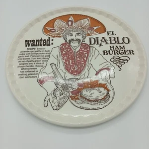 Vintage Wanted El Diablo Hamburger serving Plate tray with recipe Royal China Co - Picture 1 of 4