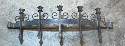 Spanish Vintage Medieval GOTHIC Cast Iron 5 CANDLE 31" Wall Sconce Light Fixture Cover