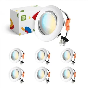 Retrofit 4 Inch Gimbal LED Recessed Light - White Trim 10W 860LM 2700/3000/3500/ - Picture 1 of 8