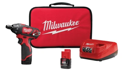 Milwaukee Tool 2401-22 M12 1/4" Hex Screwdriver, (2) Cp 1.5 Batteries, M12