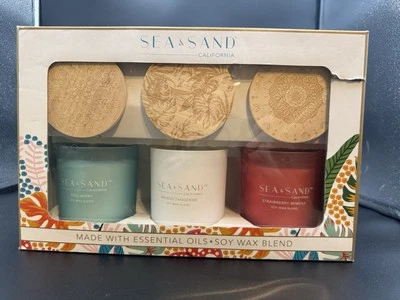 Sea & Sand 3-pack Scented Candle Set with Wood Lids - Image 1 of 4