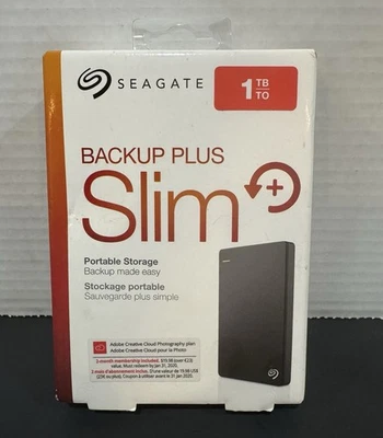 Seagate 1TB Backup Plus Slim Portable Storage External Hard Drive NIB - Image 1 of 4