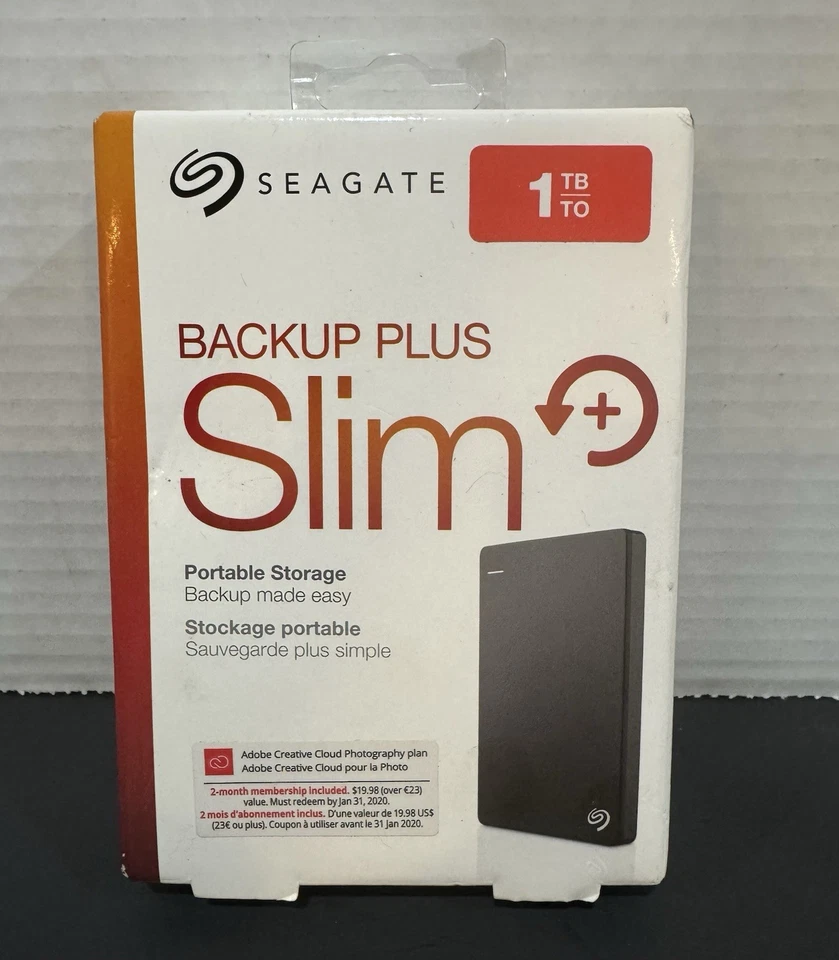 Seagate 1TB Backup Plus Slim Portable Storage External Hard Drive NIB - Image 1 of 4
