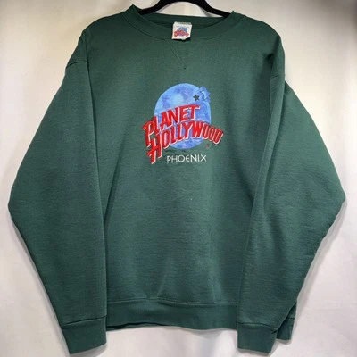 Sudadera Pullover Vintage 1991 Planet Hollywood Phoenix Verde Cuello Redondo XL Foto 1 de 4