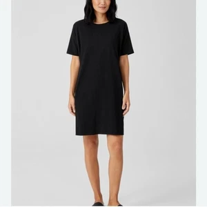 Eileen Fisher Damen schwarz Baumwolle Stretch knielang T-Shirt Kleid Größe 3X - Bild 1 von 7