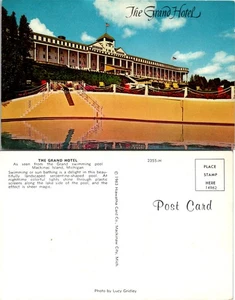 Postkarte des Grand Hotel Mackinac Island Michigan Schwimmbad, bunt sce - Bild 1 von 1