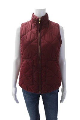 Chaleco J Crew Mujer Acolchado Sin Mangas Bolsillo Cuello Alto Rojo Talla XS Foto 1 de 4