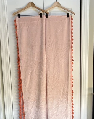 Lote De 2 Paneles Cortina Borlas Naranja Terciopelo Rubor Opalhouse Filtro Luz 52x74 Foto 1 de 4