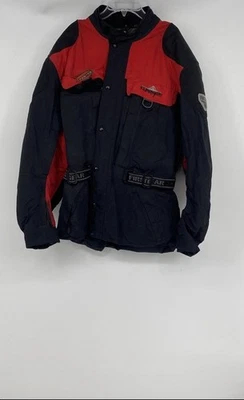 Chaqueta de motociclista Firstgear para hombre negra roja manga larga correa ajustable talla grande Foto 1 de 4
