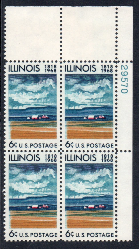 ALLYS STAMPS US Plate Block Scott #1339 6c Illinois [4] MNH F/VF [STK] - Image 1 of 1