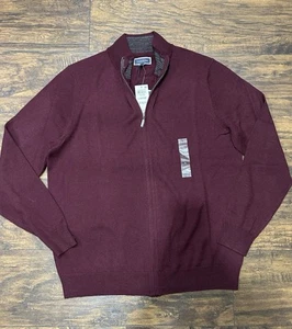 Men’s Club Room Sweater Cardigan Large Burgundy NWT - Picture 1 of 7