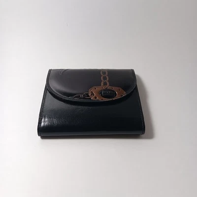 carteira de couro preta vintage Perlina bolsa moeda e porta-cartões 4 1/2"×4" - Imagem 1 de 4