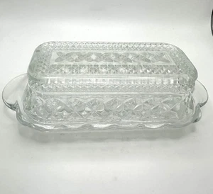 Vintage Glass Anchor Hocking Butter Dish Wexford  Diamond Pattern - Picture 1 of 6