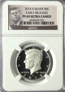 Medio dólar Kennedy S 50c 2015 NGC PF69 ultra camafeo plata prueba ER - Imagen 1 de 2