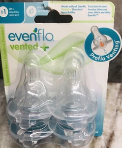 Evenflo  Vented + 4 Vented Nipples 0m+ Slow Flow.  Proflo Venting. - Picture 1 of 8