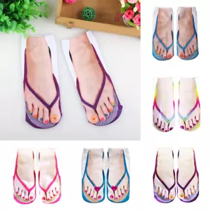 3D Manicure print socks flip flop print socks pattern socks funny hidden Hosiery - Picture 1 of 18