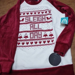 $50 Tiny Whales Kid's Velour Trimmed Sweatshirt size 6 NWT SLEIGH ALL DAY - Picture 1 of 6