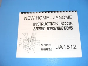 New Home/Janome Model JA 1512 Sewing Machine Instruction Manual - Printed - Picture 1 of 1