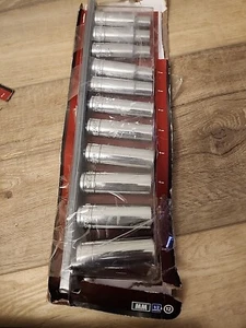 Husky 11 Piece Deep Socket Set (MM), 1/2 in. Drive, Storage Rail, Opened But New - Picture 1 of 3