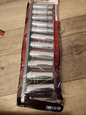 Husky 11 Piece Deep Socket Set (MM), 1/2 in. Drive, Storage Rail, Opened But New - Image 1 of 3