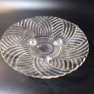 Vintage Anchor Hocking Serving Bowl Shallow w Swirling Arches 3 Toed - Picture 1 of 8