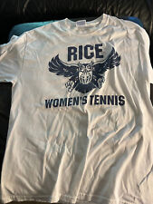 Rice University Owls Women's Tennis t shirt Hanes heavyweight Med white Texas