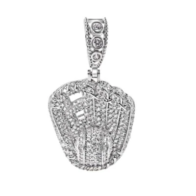 Colgante De Béisbol De Plata Esterlina Hip Hop Con Piedras De Circonita - Imagen 1 de 2