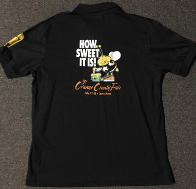 Vtg 90s Orange County Fair How Sweet! Staff Polo Shirt L USA California Cartoon - Image 1 of 4