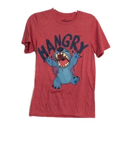 Disney Stitch "Hangry" Red Graphic T-Shirt For Adults Size S Cotton Blend Crew N - Picture 1 of 8