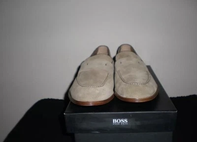 NUEVO Auténtico Mocasín Hugo Boss Para Hombre Sin Cordones Gamuza Beige Tostado 7 8 $415 Foto 1 de 4