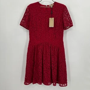 Burberry Christy Lace Fit and Flare Mini Dress 10 US/12 UK/IT 44 Parade Red NEW - Picture 1 of 15